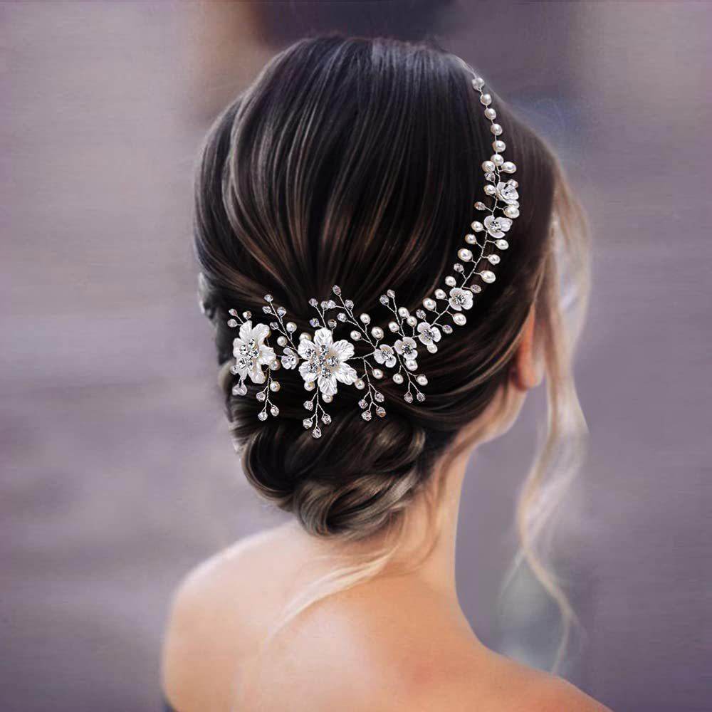 White resin flowers small plum hair spearhead hair accessories for brides 735452815069 - COCOMELODY